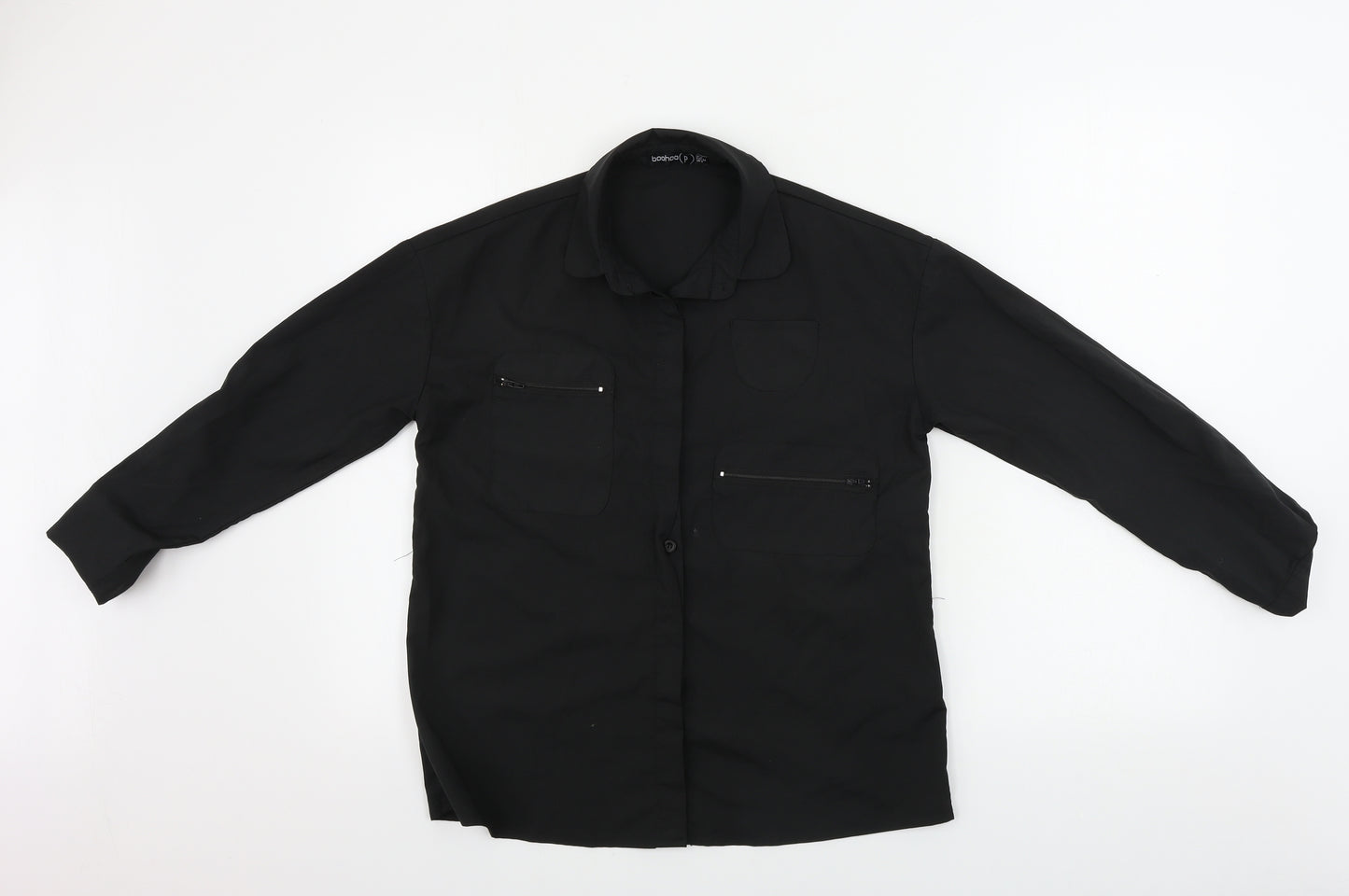 Boohoo  Womens Black   Basic Button-Up Size 6