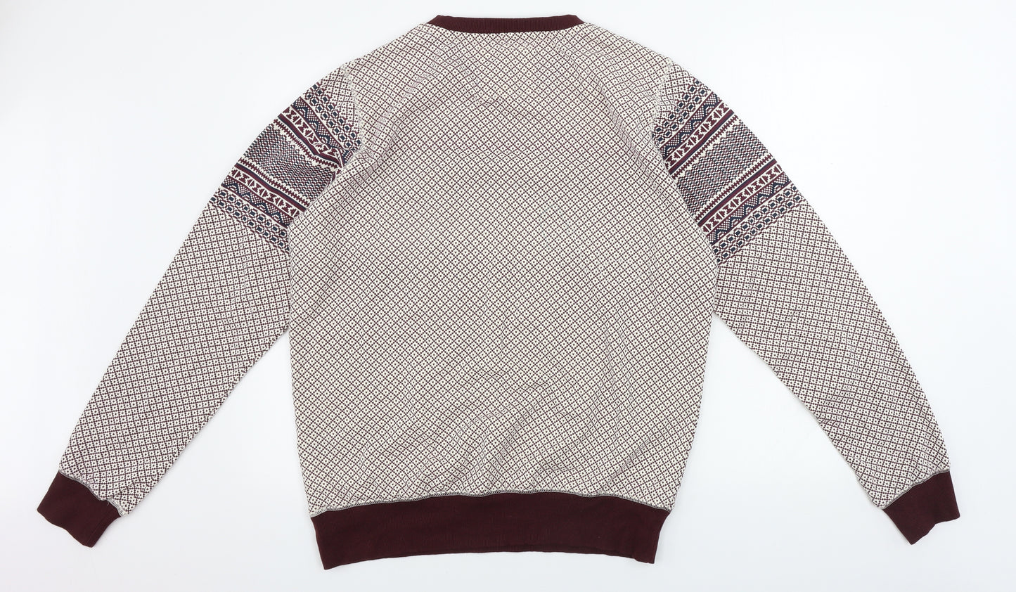 Brave Soul Mens Brown Geometric  Pullover Jumper Size M