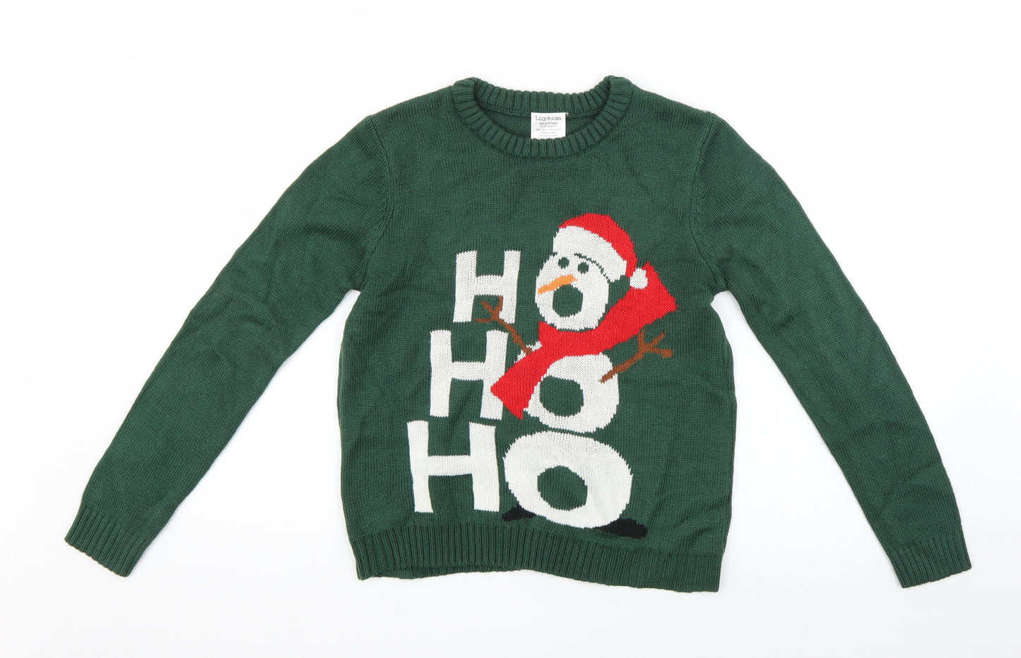 lily and dan Boys Green   Pullover Jumper Size 9-10 Years  - Christmas Jumper