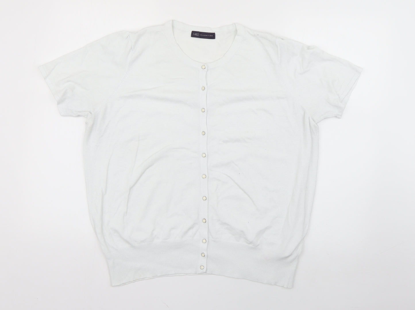 Marks and Spencer Womens White   Cardigan Jumper Size 22