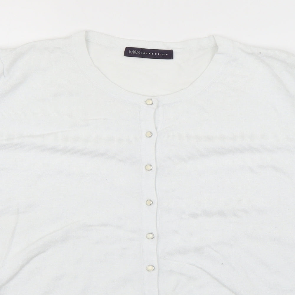 Marks and Spencer Womens White   Cardigan Jumper Size 22