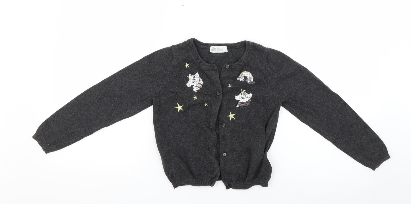 H&M Girls Grey   Cape Jumper Size 5-6 Years