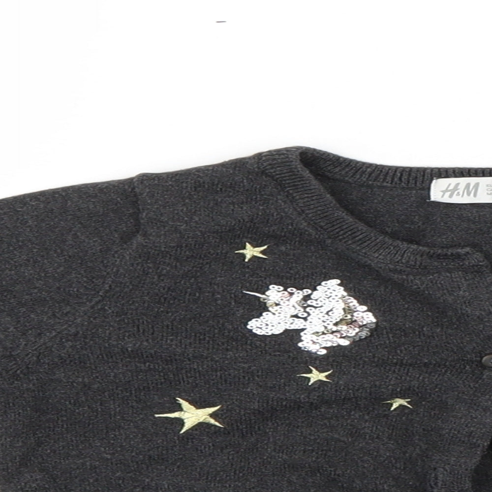H&M Girls Grey   Cape Jumper Size 5-6 Years