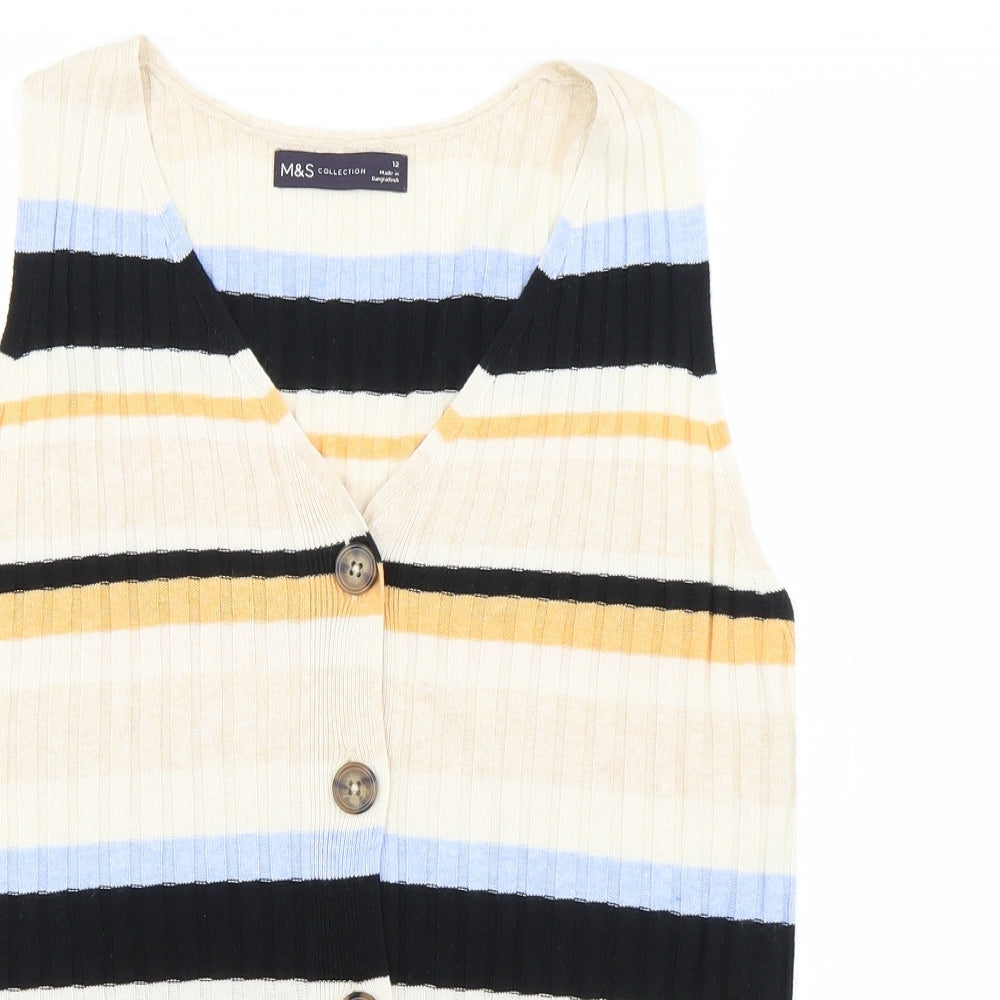 Marks and Spencer Womens Multicoloured Striped  Basic Tank Size 12