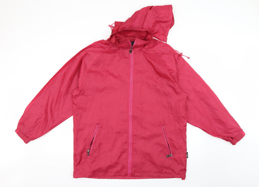 Front view of jrc collection women’s red anorak coat, size S