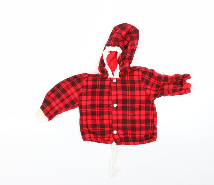 glitterbug Baby Red Check Basic Jacket Jacket Size 9-12 Months