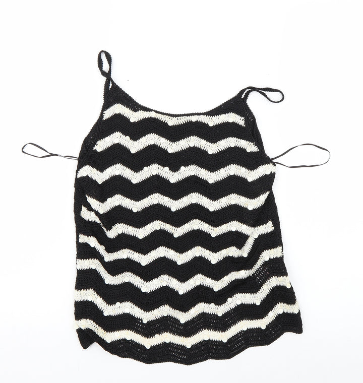 Principles Womens Black Striped Basic Tank Size M
