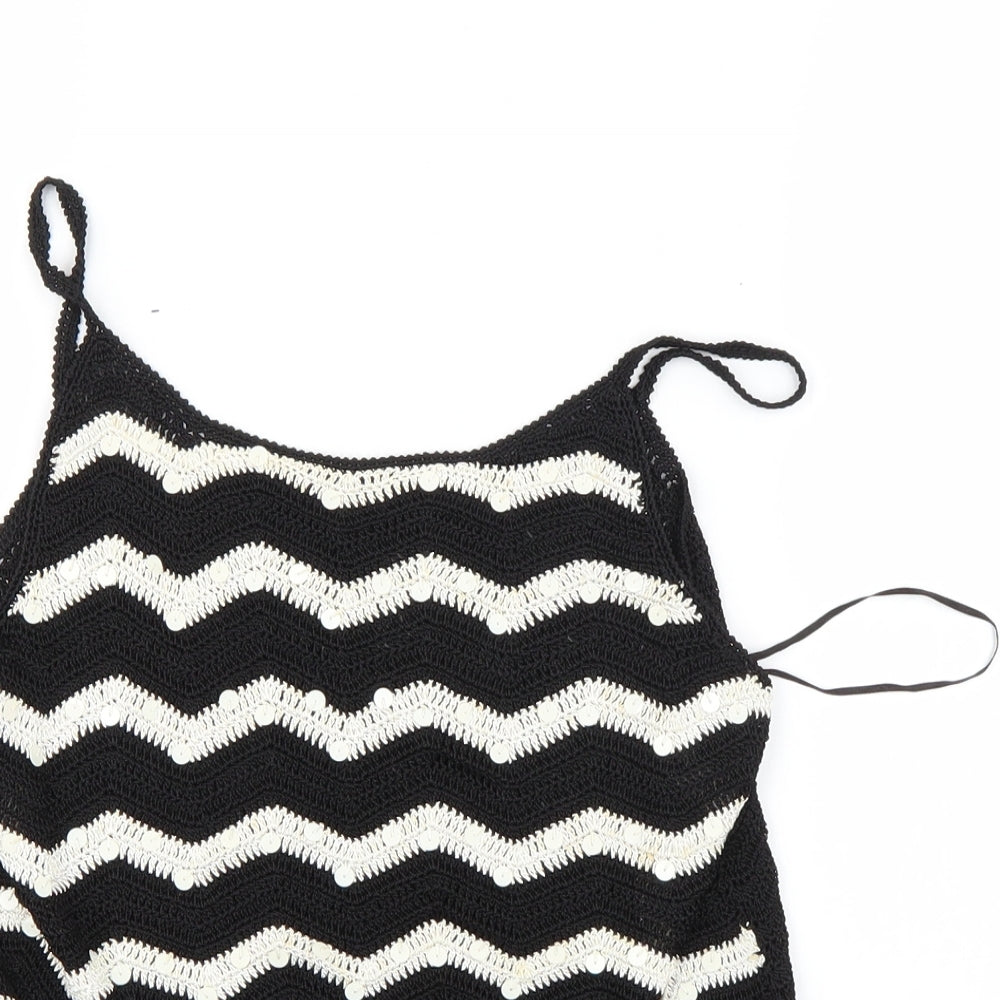 Principles Womens Black Striped  Basic Tank Size M