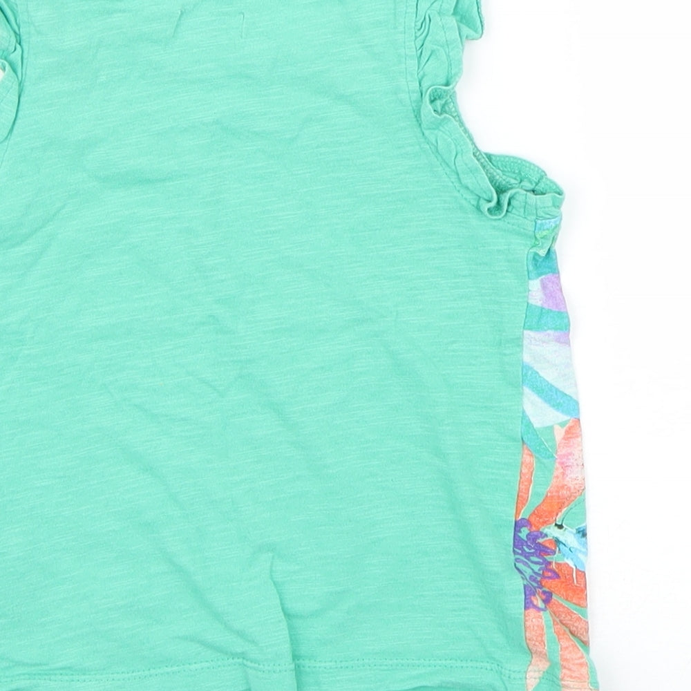 NEXT Girls Green Floral  Basic T-Shirt Size 12-18 Months