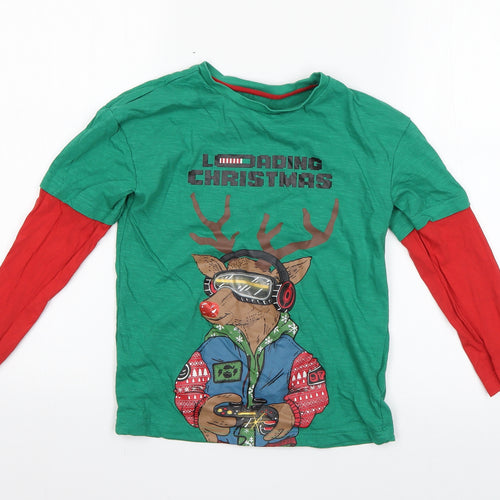 F&F Boys Green   Basic T-Shirt Size 6-7 Years  - Christmas t shirt