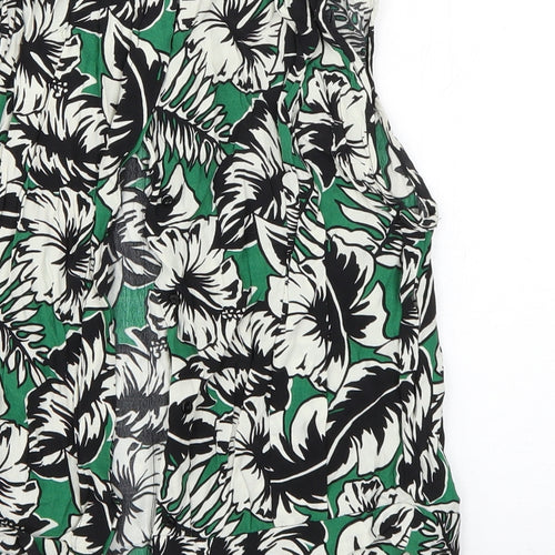 Zara Womens Green Floral  Basic Tank Size S