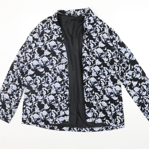 Select Womens Black Floral  Cardigan Jumper Size 14