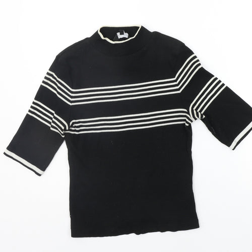 New Look Womens Black Striped  Pullover Jumper Size 12