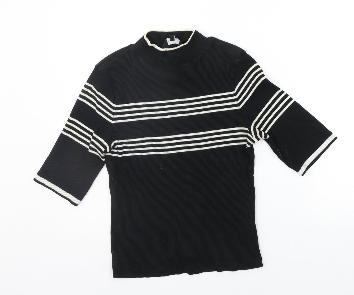 New Look Womens Black Striped  Pullover Jumper Size 12