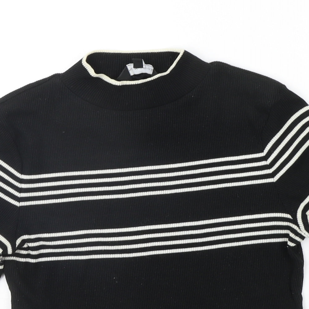 New Look Womens Black Striped  Pullover Jumper Size 12