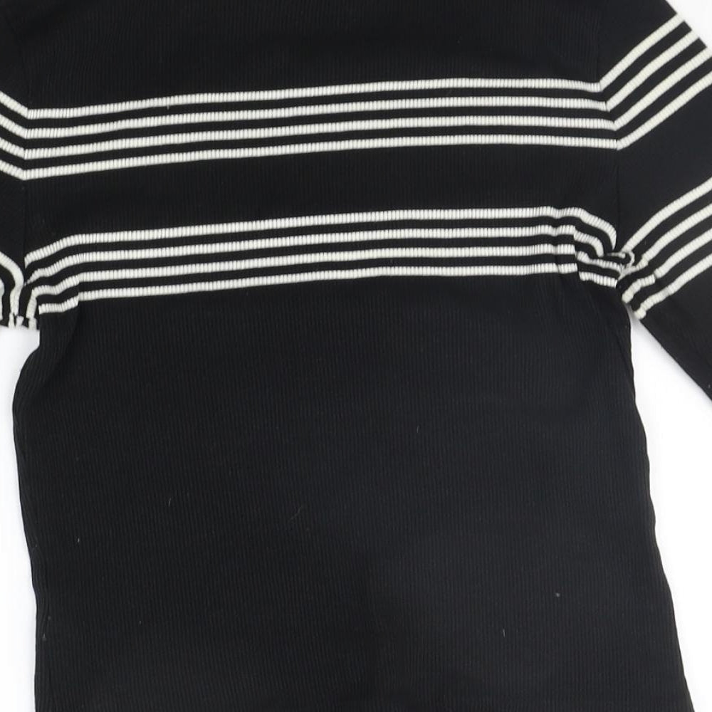 New Look Womens Black Striped  Pullover Jumper Size 12