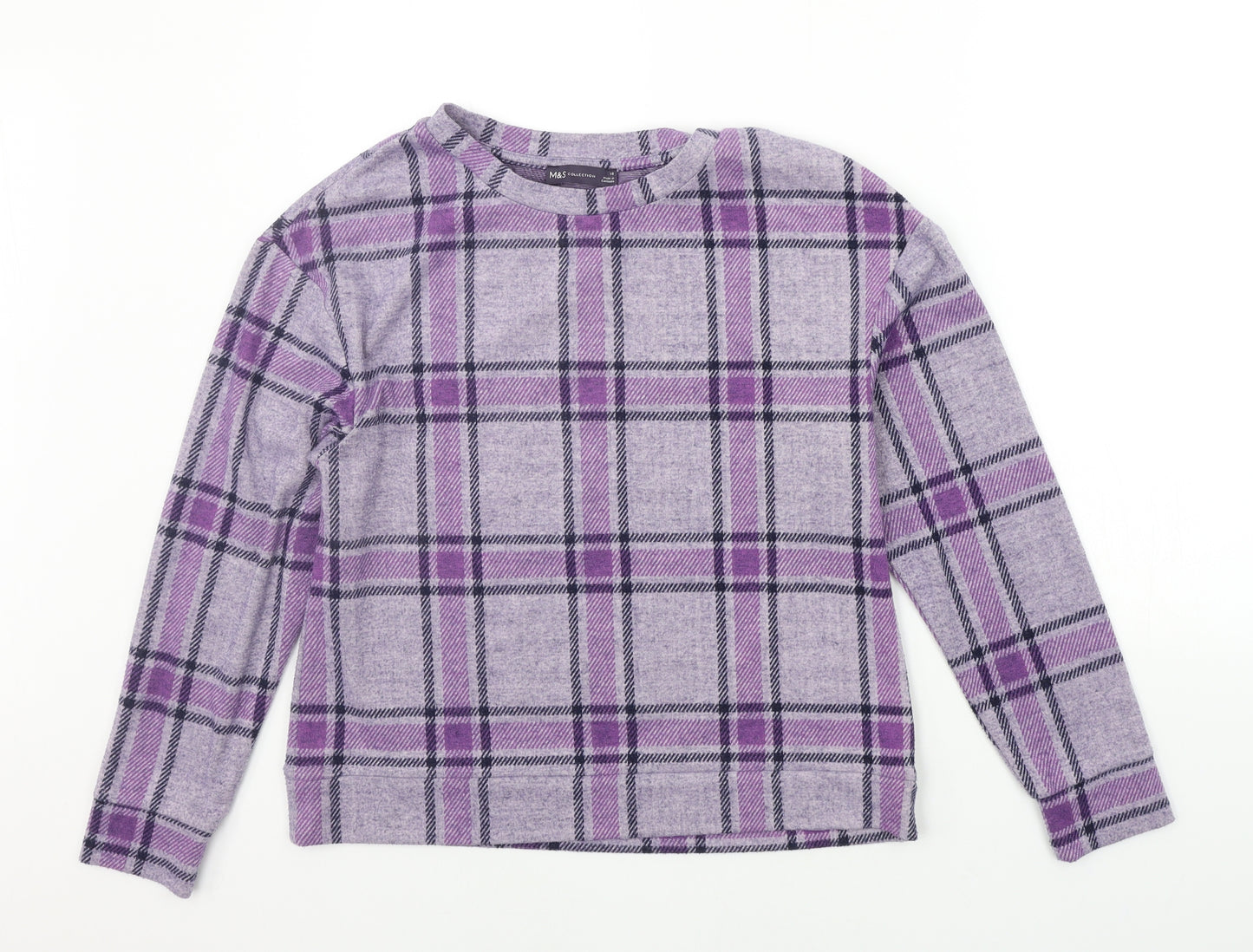 Marks and Spencer Womens Purple Check  Pullover Jumper Size 10