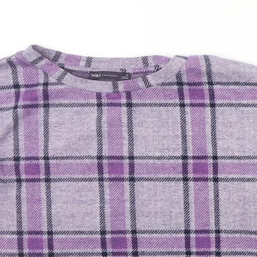 Marks and Spencer Womens Purple Check  Pullover Jumper Size 10