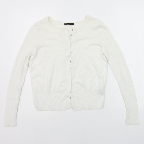 Marks and Spencer Womens White   Cardigan Jumper Size 8