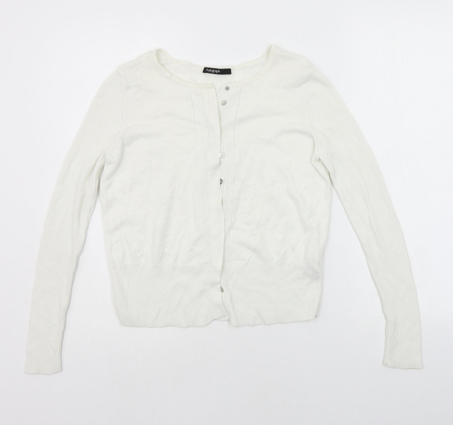 Marks and Spencer Womens White   Cardigan Jumper Size 8