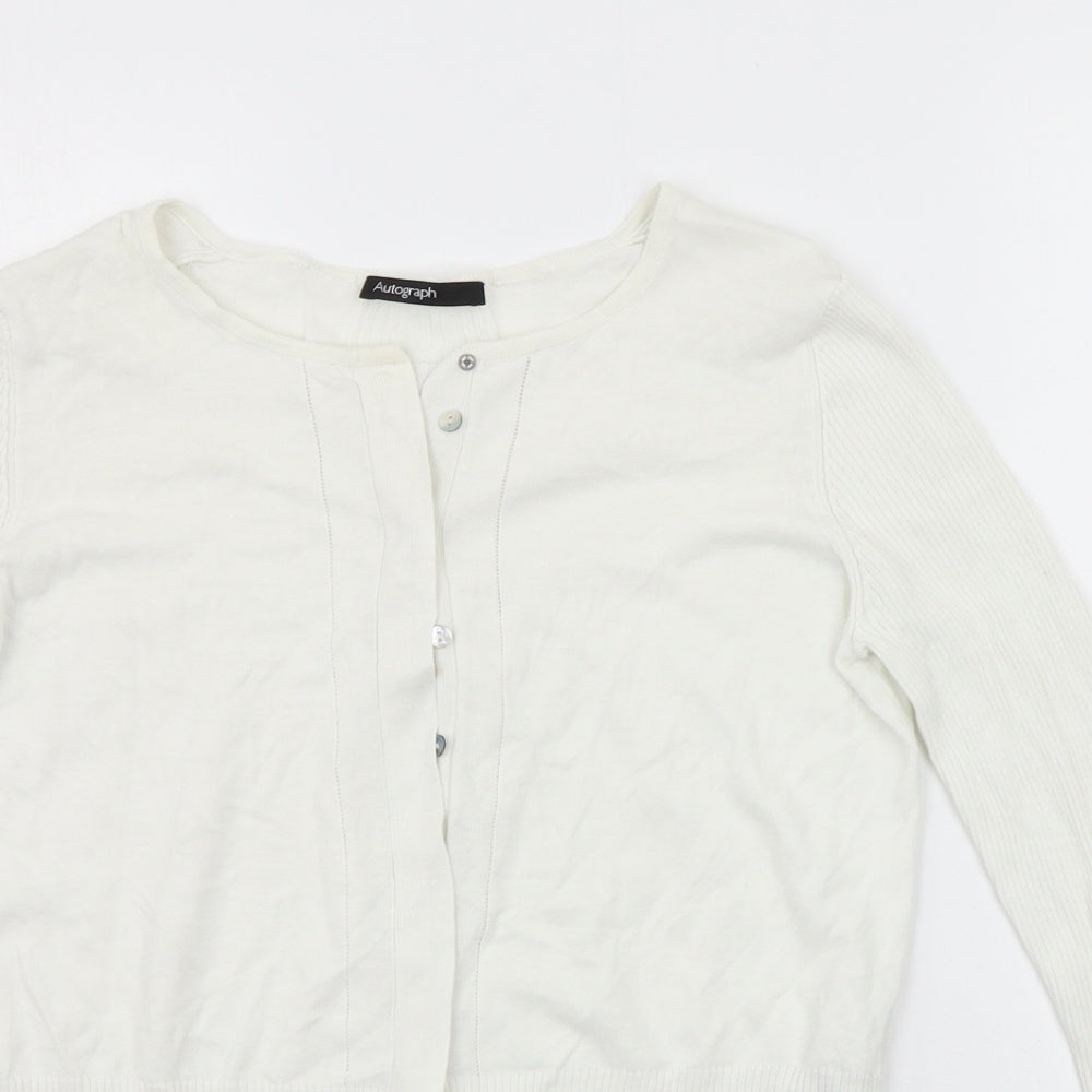 Marks and Spencer Womens White   Cardigan Jumper Size 8