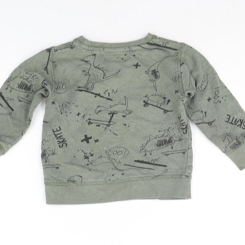 Primark Girls Green Geometric  Pullover Jumper Size 2 Years