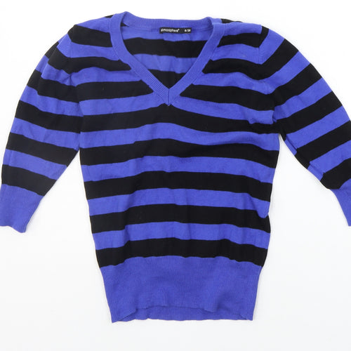 Atmopshere Womens Blue Striped  Pullover Jumper Size 8