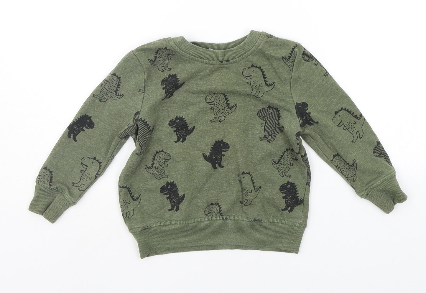 George Girls Green Geometric  Pullover Jumper Size 2 Years  - DINOSAUR