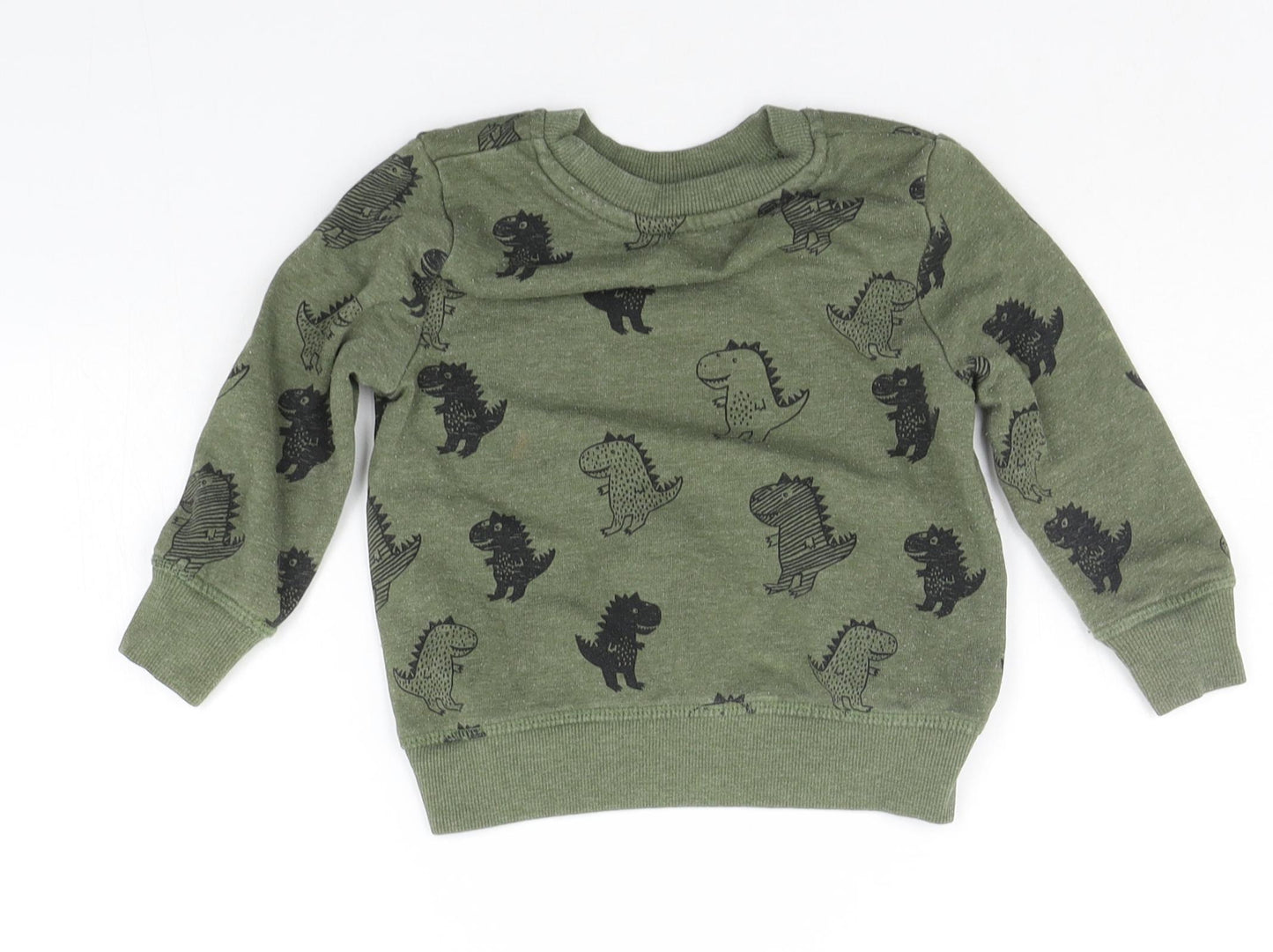 George Girls Green Geometric  Pullover Jumper Size 2 Years  - DINOSAUR