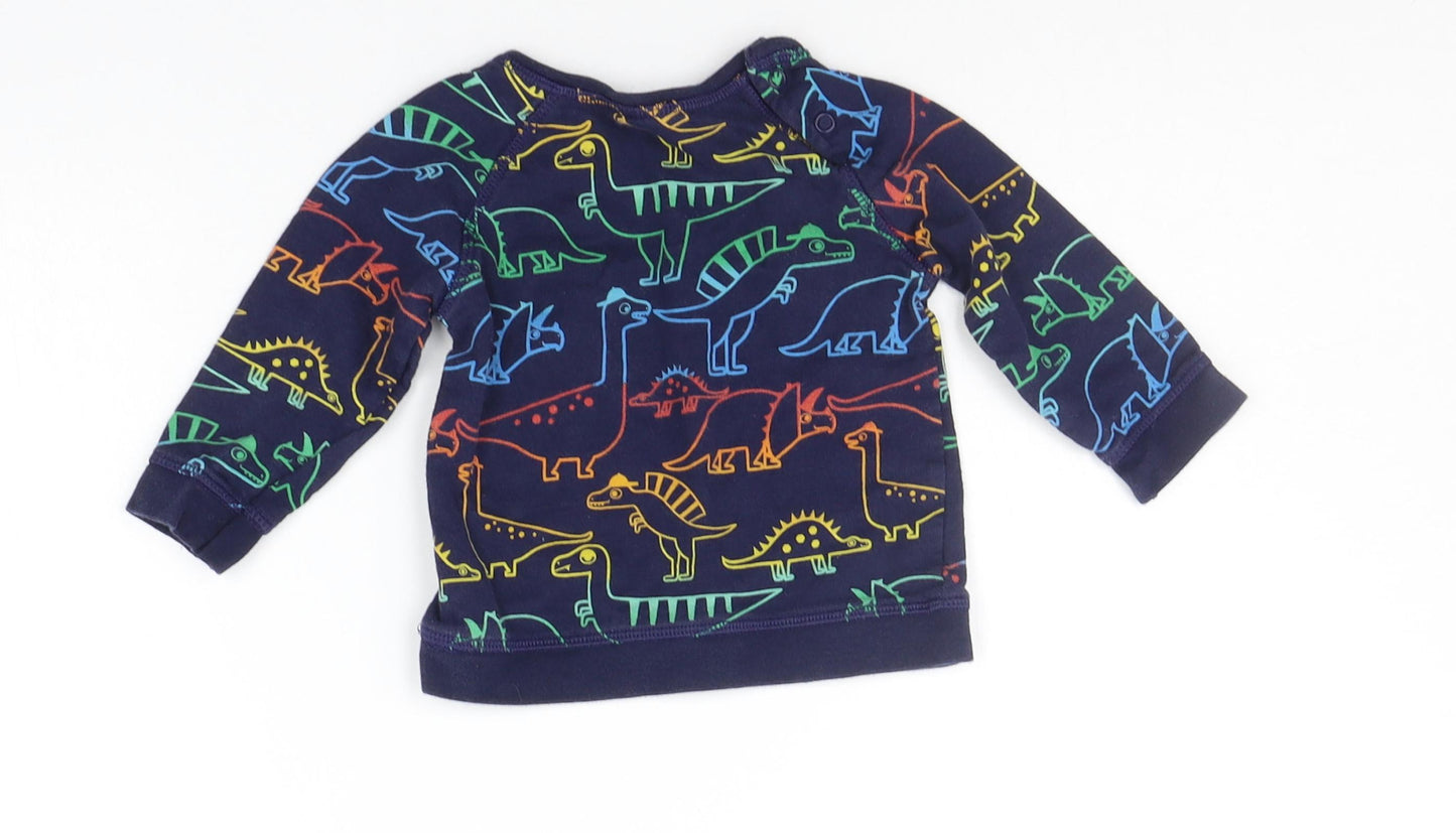 Blue Zoo Baby Blue Geometric  Pullover Jumper Size 3-6 Months  - DINOSAUR