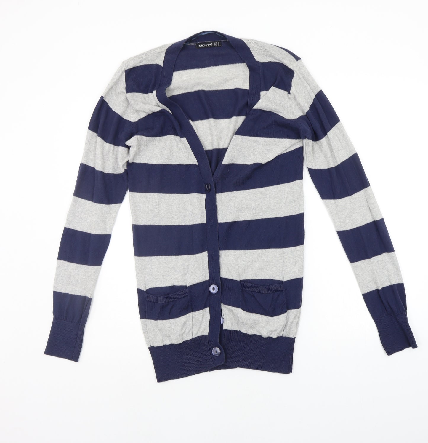 Atmosphere Womens Blue Striped  Cardigan Jumper Size 12