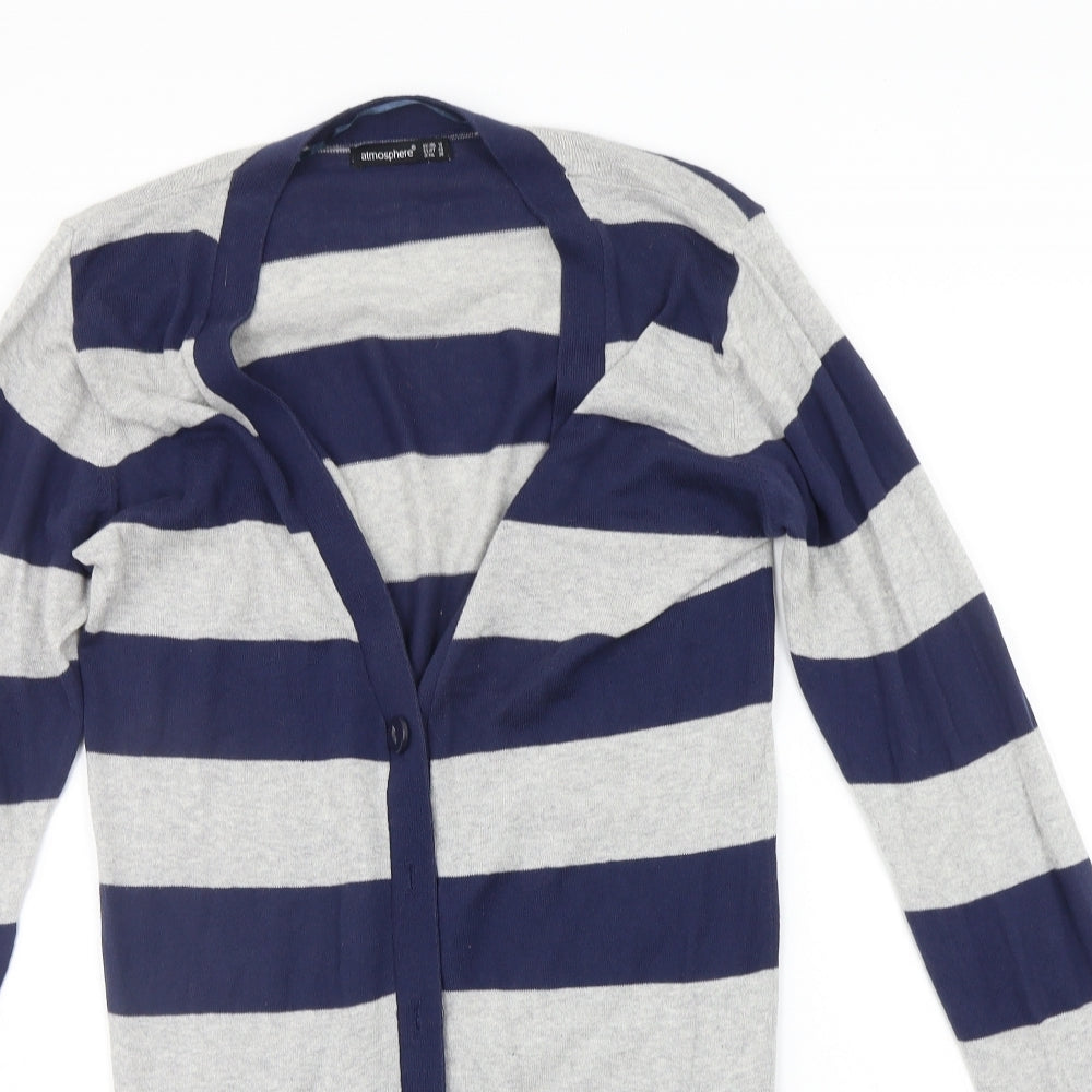 Atmosphere Womens Blue Striped  Cardigan Jumper Size 12