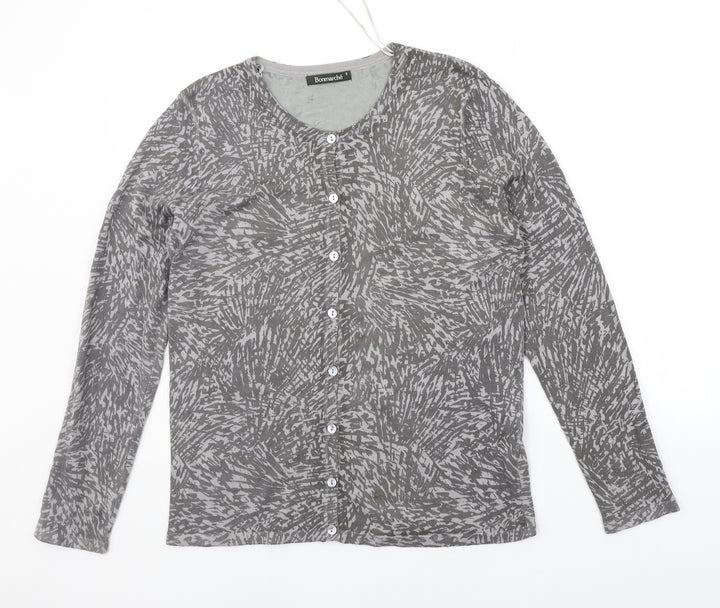 BONMARCHE Womens Grey Geometric Pullover Jumper Size S