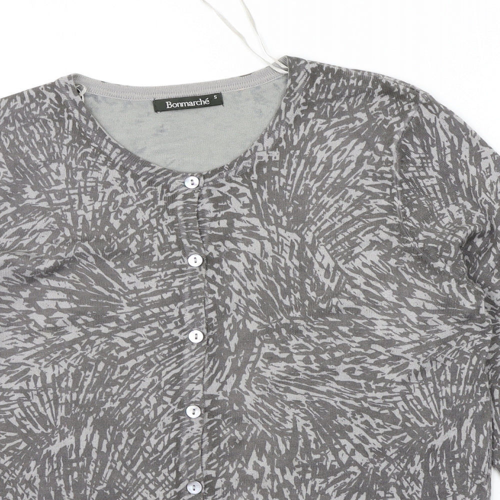 BONMARCHE Womens Grey Geometric  Pullover Jumper Size S