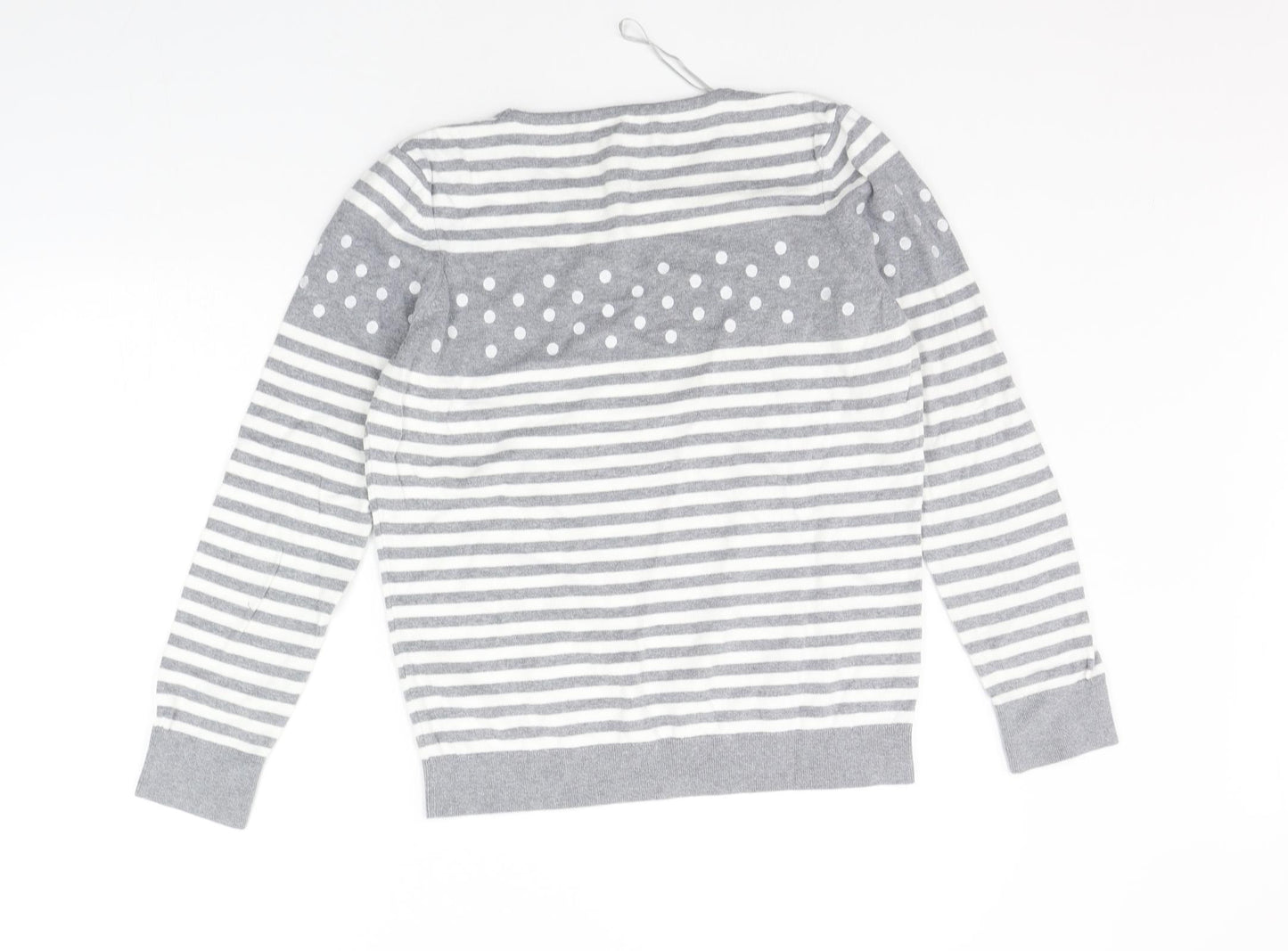 county casual Womens Grey Striped  Pullover Jumper Size M
