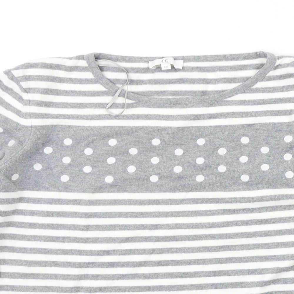 county casual Womens Grey Striped  Pullover Jumper Size M