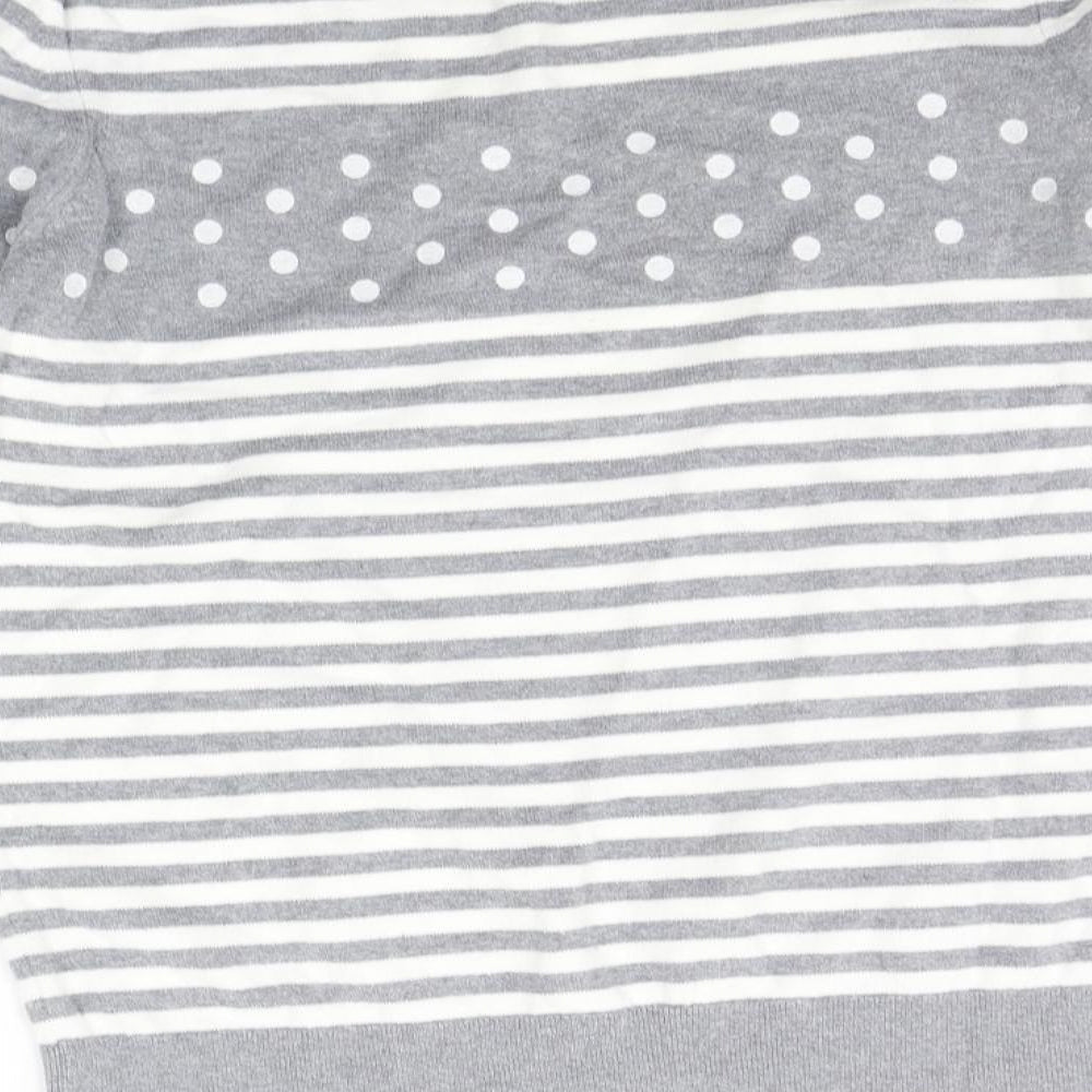 county casual Womens Grey Striped  Pullover Jumper Size M