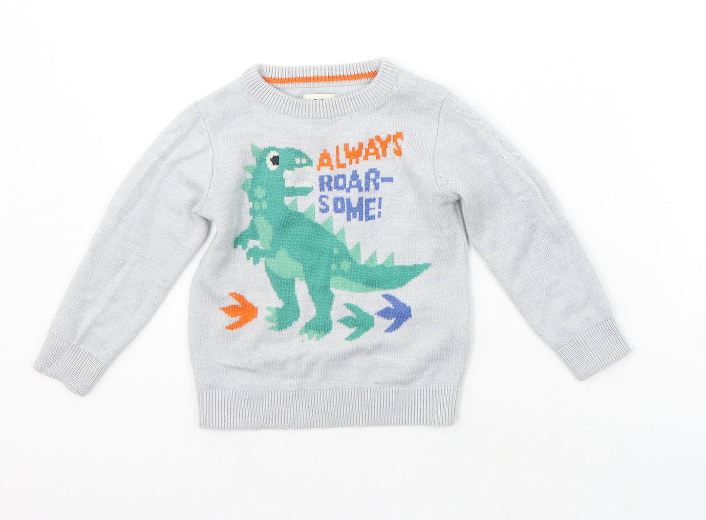 F&F Baby Grey   Pullover Jumper Size 12-18 Months  - DINOSAUR