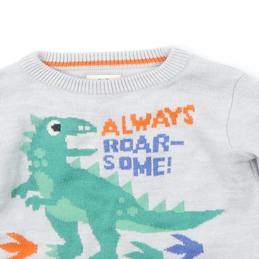 F&F Baby Grey   Pullover Jumper Size 12-18 Months  - DINOSAUR
