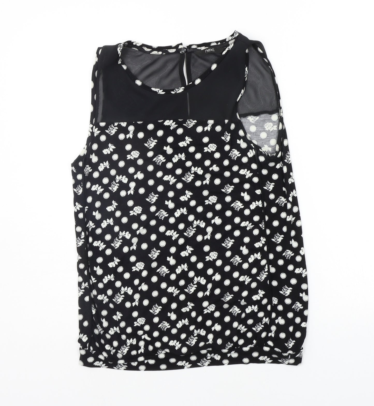 NEXT Womens Black Geometric  Basic T-Shirt Size 10