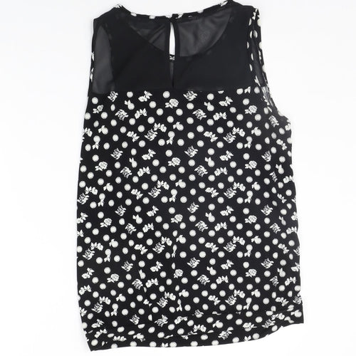 NEXT Womens Black Geometric  Basic T-Shirt Size 10