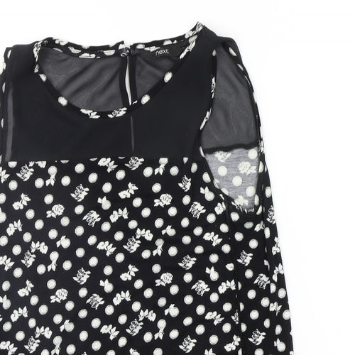 NEXT Womens Black Geometric  Basic T-Shirt Size 10