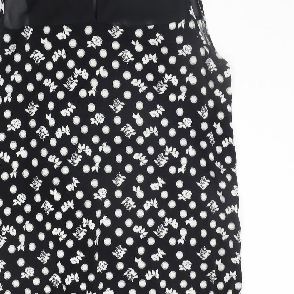NEXT Womens Black Geometric  Basic T-Shirt Size 10