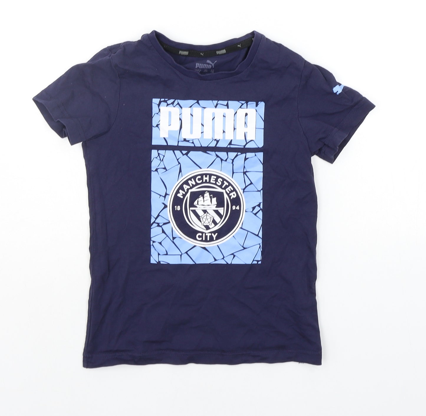 PUMA Girls Blue   Basic T-Shirt Size 7-8 Years  - Manchester City