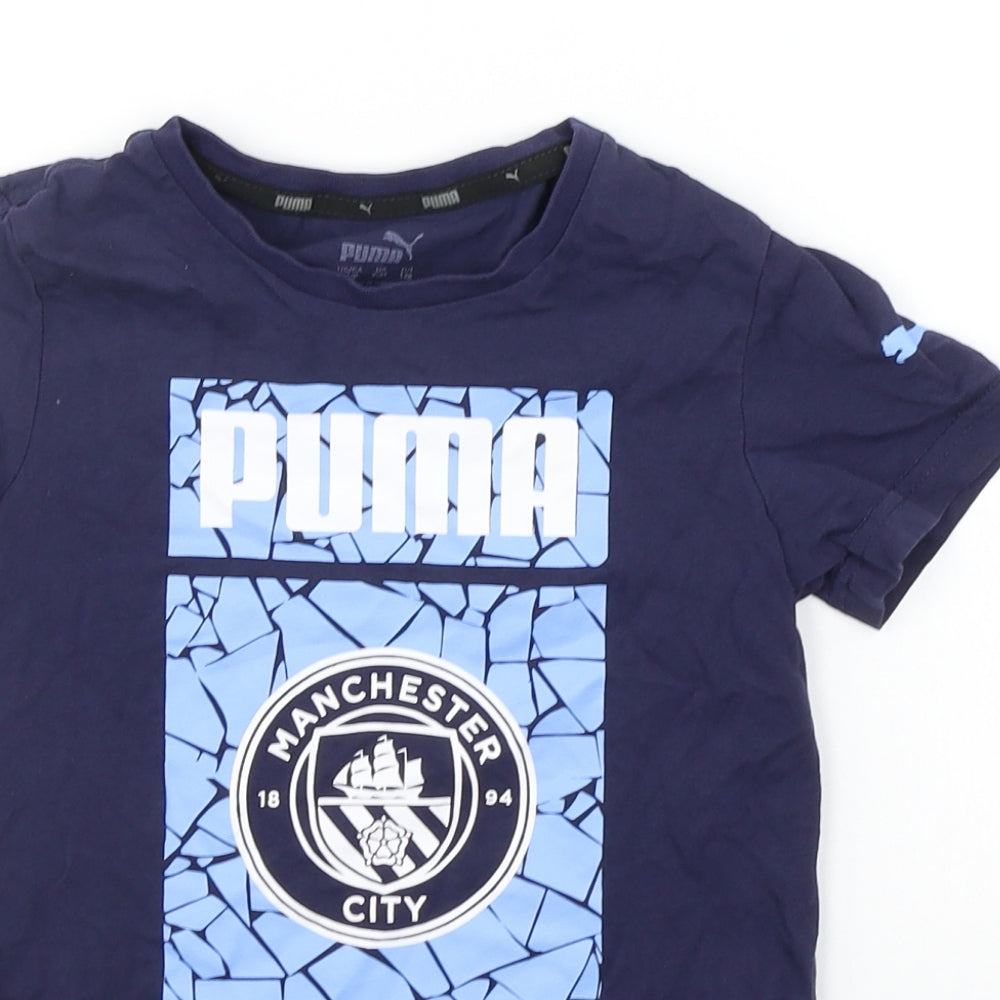 PUMA Girls Blue   Basic T-Shirt Size 7-8 Years  - Manchester City