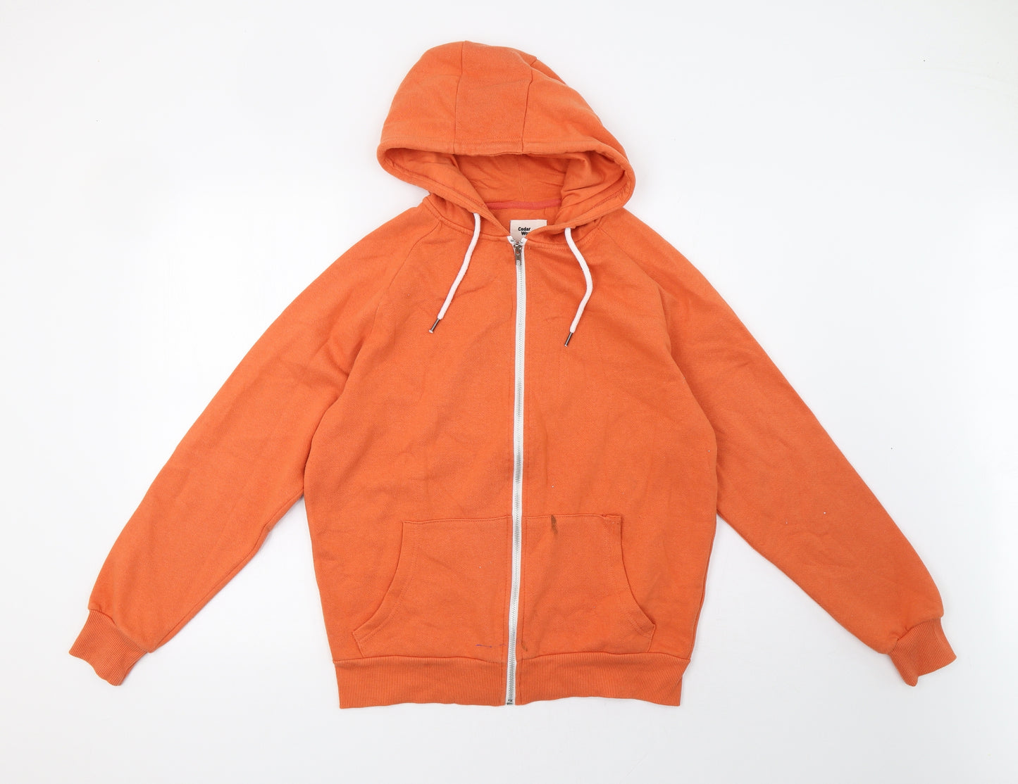 Cedar Wood State Mens Orange   Full Zip Hoodie Size M