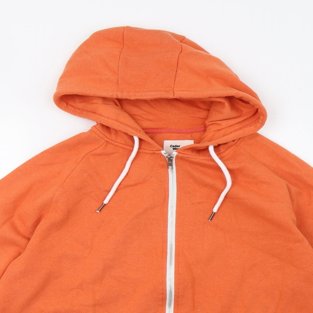Cedar Wood State Mens Orange   Full Zip Hoodie Size M