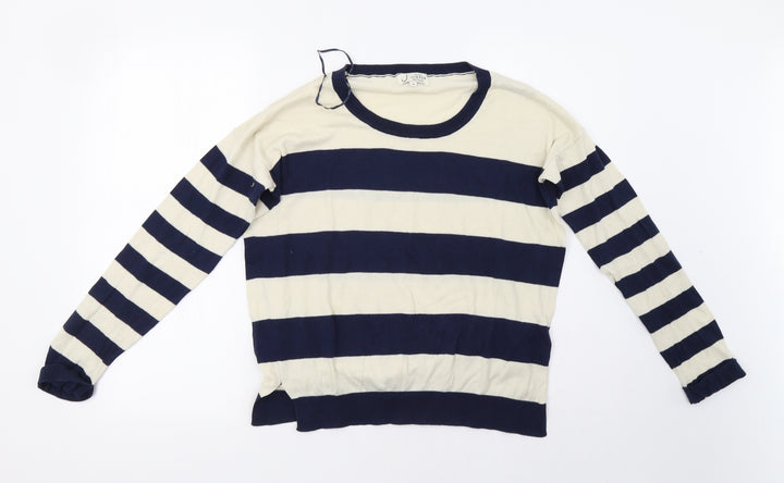 New Look Womens White Striped Pullover Sweatshirt Size 12
