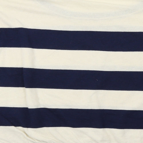 New Look Womens White Striped  Pullover Sweatshirt Size 12