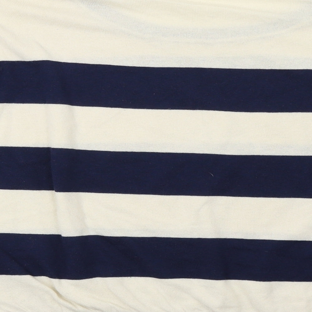 New Look Womens White Striped  Pullover Sweatshirt Size 12